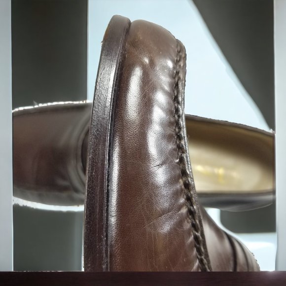 Italian Dress Loafers Handmade Hand-Stitched Calzoleria Toscana Venetian S-9 1/2 - Picture 14 of 15